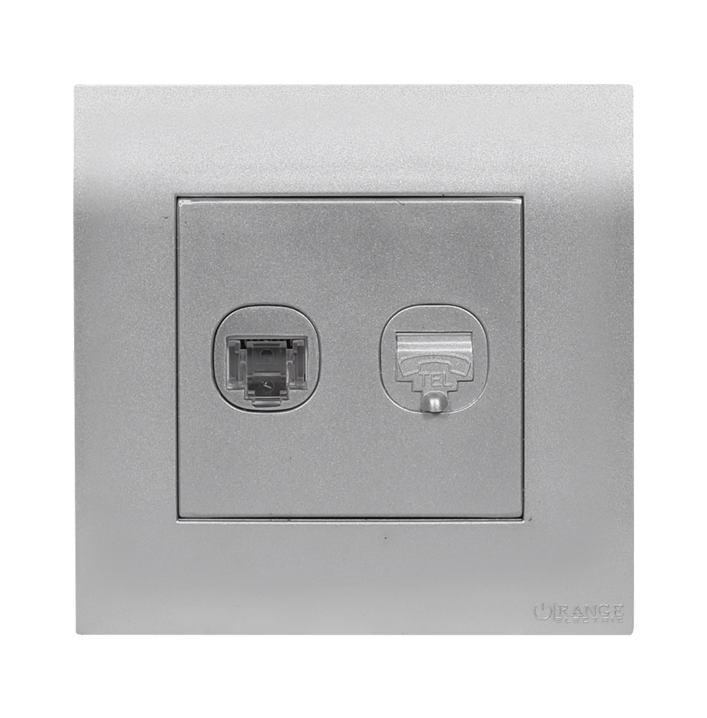 AKOYA 2Gang Telephone + Data Outlet S/Matte with S/Matte Surround