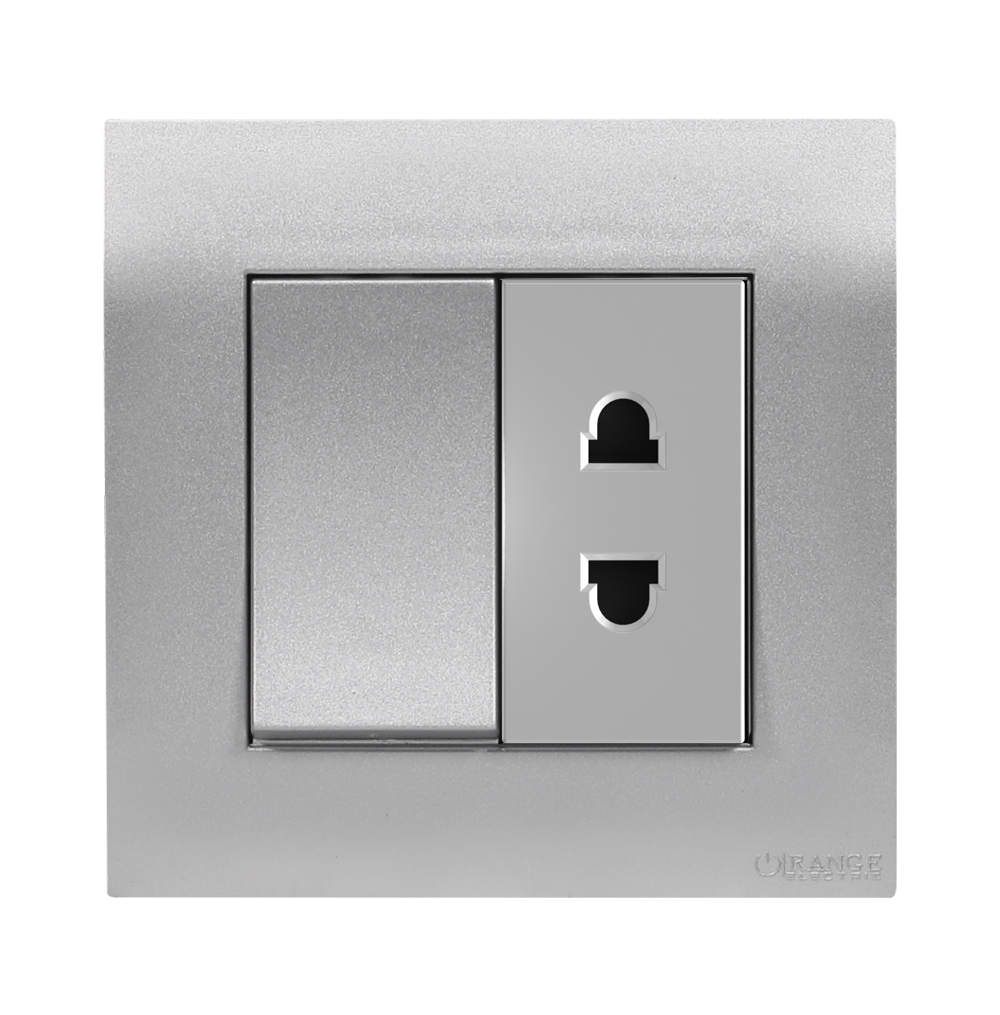 AKOYA 10Amp. 2Pin Single Switched Socket Outlet S/Matte with S/Matte Surround