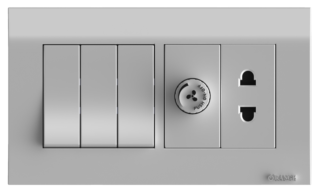 AKOYA 16Amp. 3Gang + Fan Controller + 2Pin Socket S/Matte with S/Matte Surround