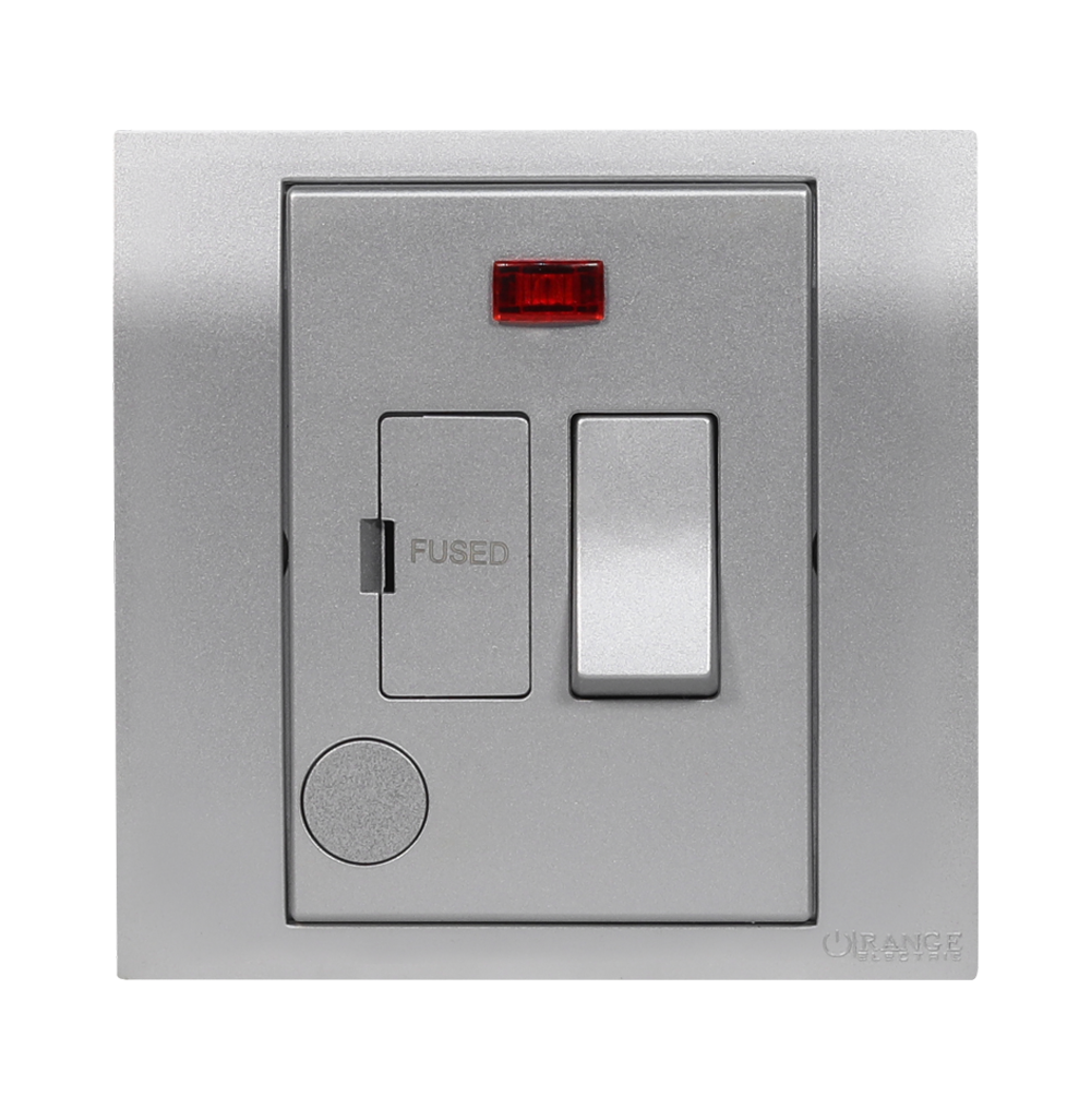 AKOYA 13Amp. Switched Fuse Connection Unit with Indicator S/Matte with S/Matte Surround