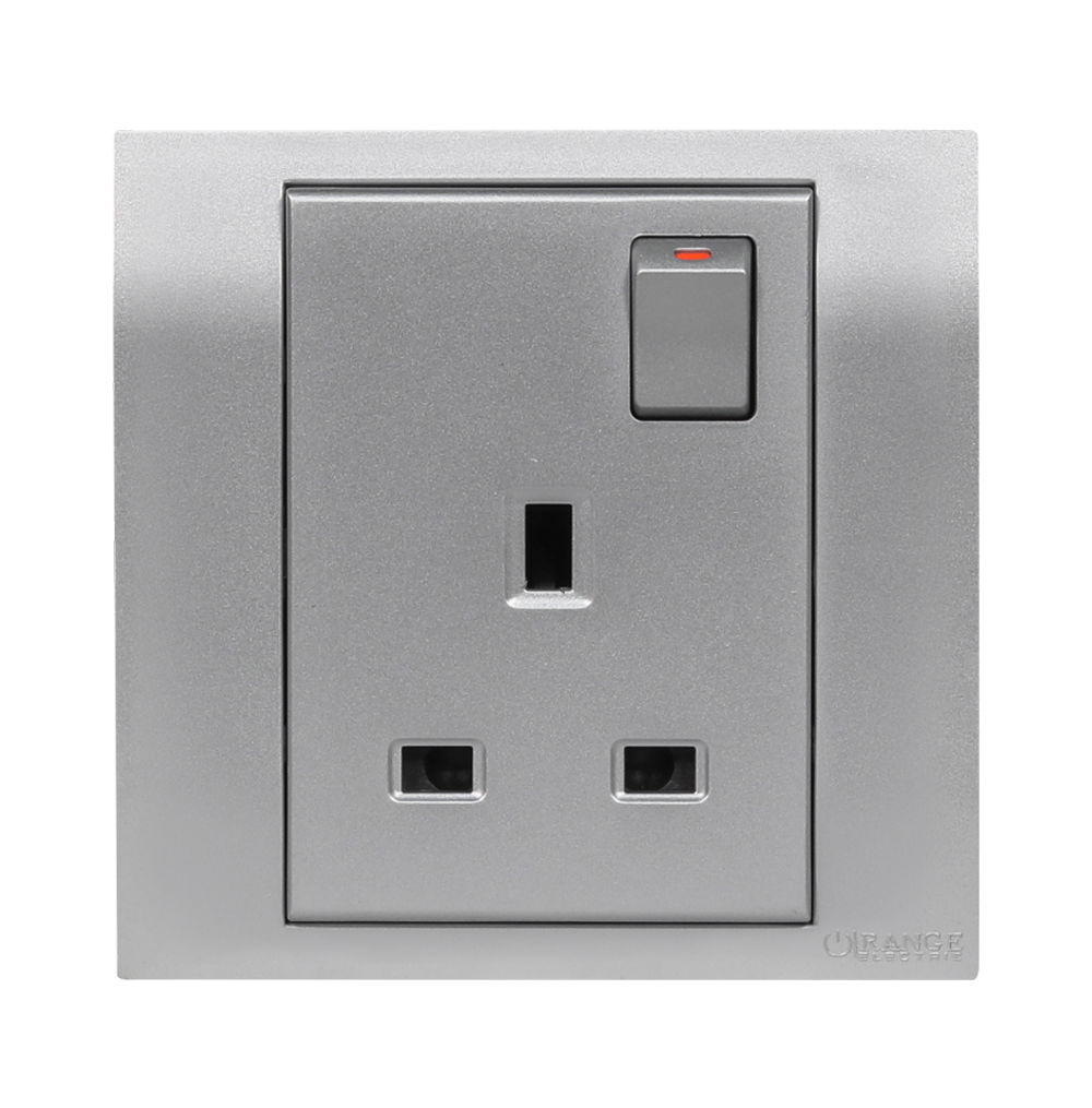 AKOYA 13Amp. Single Switched Socket Outlet S/Matte with S/Matte Surround