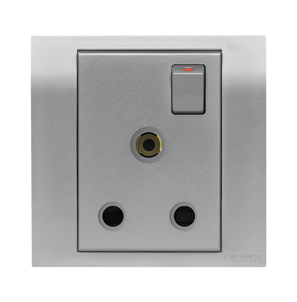 AKOYA 15Amp. Single Switched Socket Outlet S/Matte with S/Matte Surround
