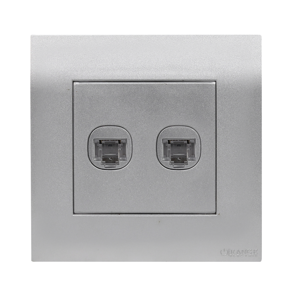AKOYA 2Gang 8Wire 8Contact Telephone/Data Outlet S/Matte with S/Matte Surround