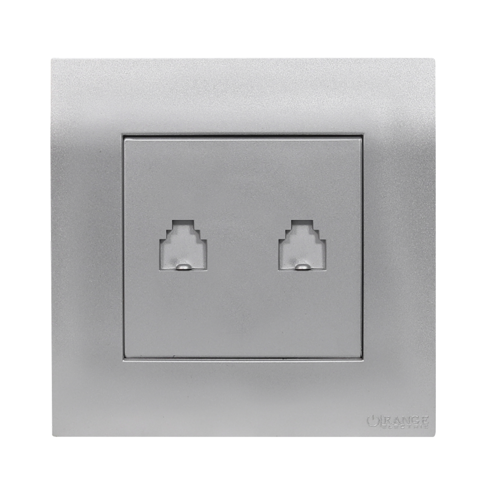 AKOYA 2Gang 4Wire Telephone Outlet S/Matte with S/Matte Surround