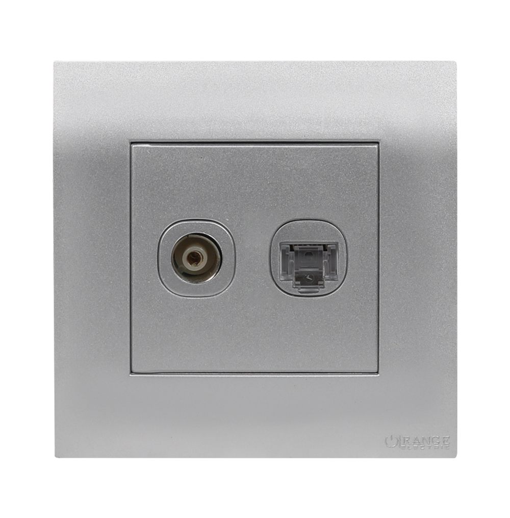 AKOYA 2Gang TV Co-Axial (75Ohm) + Data Outlet S/Matte with S/Matte Surround