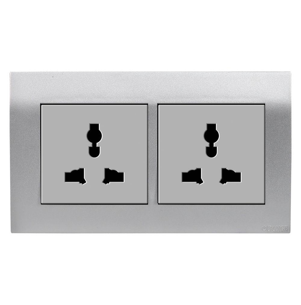 AKOYA 13Amp. Twin Multi Unswitched Socket Outlet S/Matte with S/Matte Surround