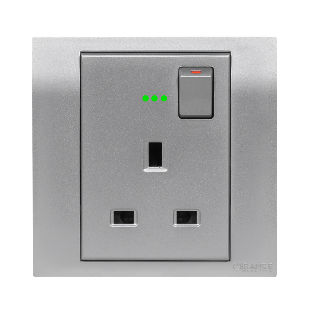 AKOYA 13Amp. Single Switched Socket Outlet with Indicator S/Matte with S/Matte Surround