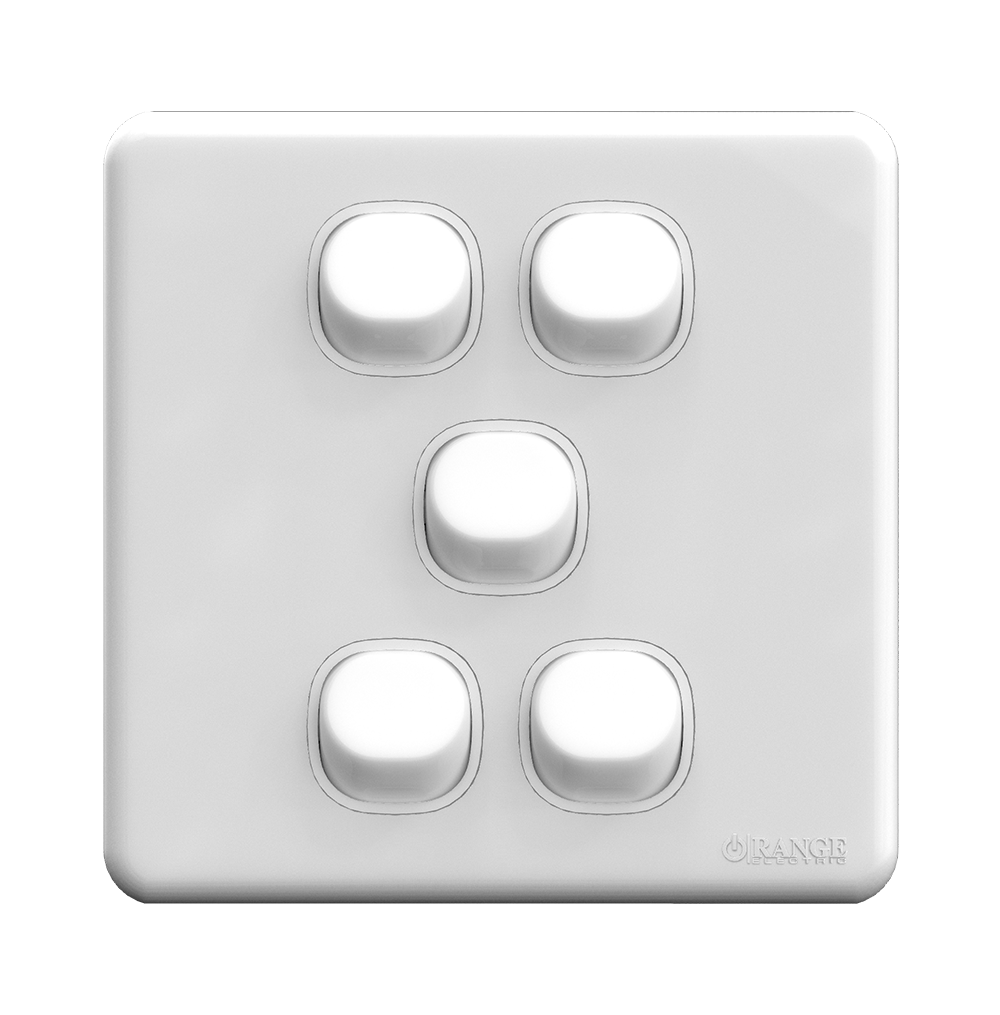 ENIGMA 10Amp. 5Gang 1Way Switch Classic White (British Standard)