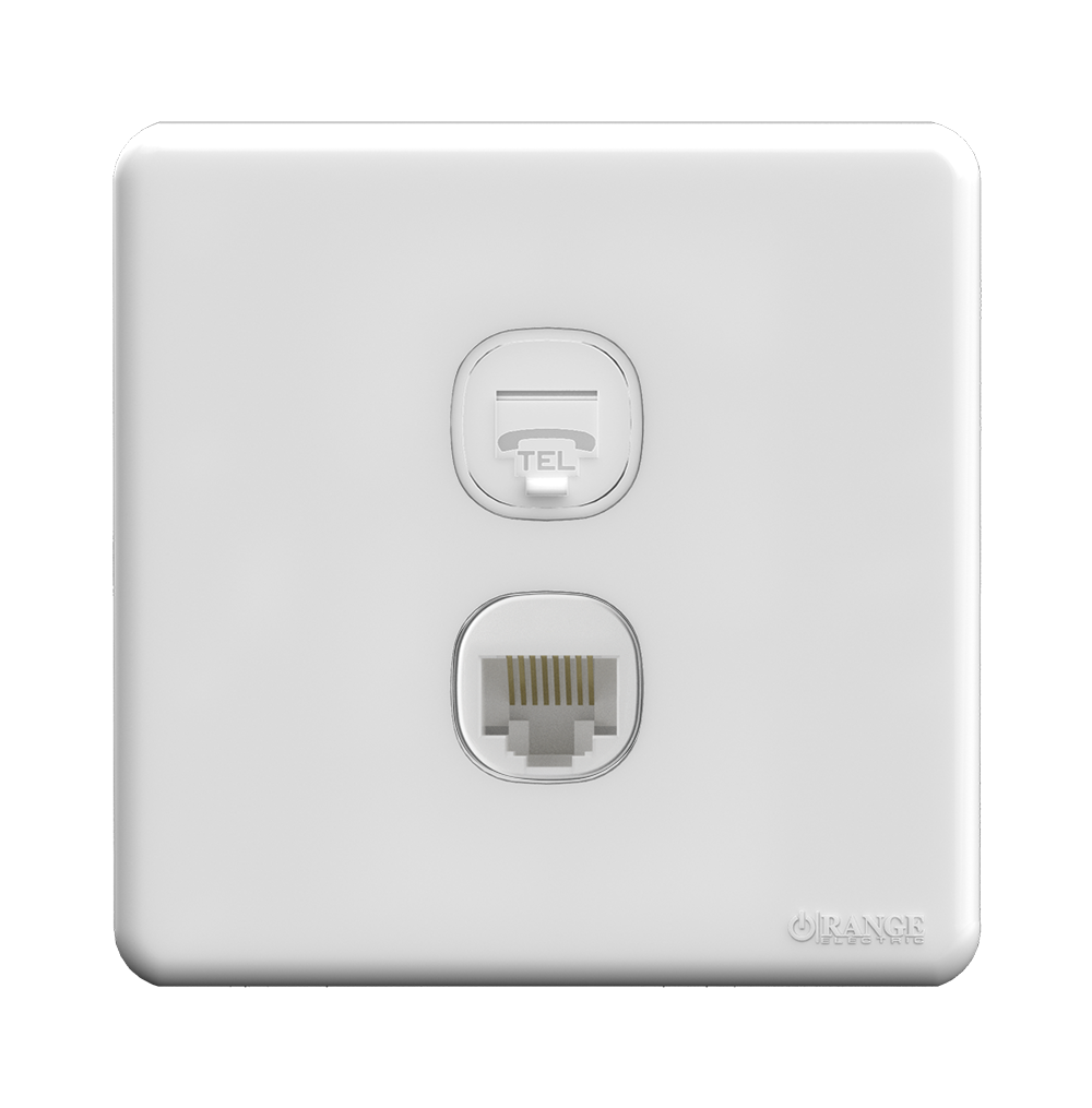 ENIGMA 2Gang 4Wire Telephone Outlet + 8Wire 8Contact Telephone/Data Outlet Classic White (British Standard)