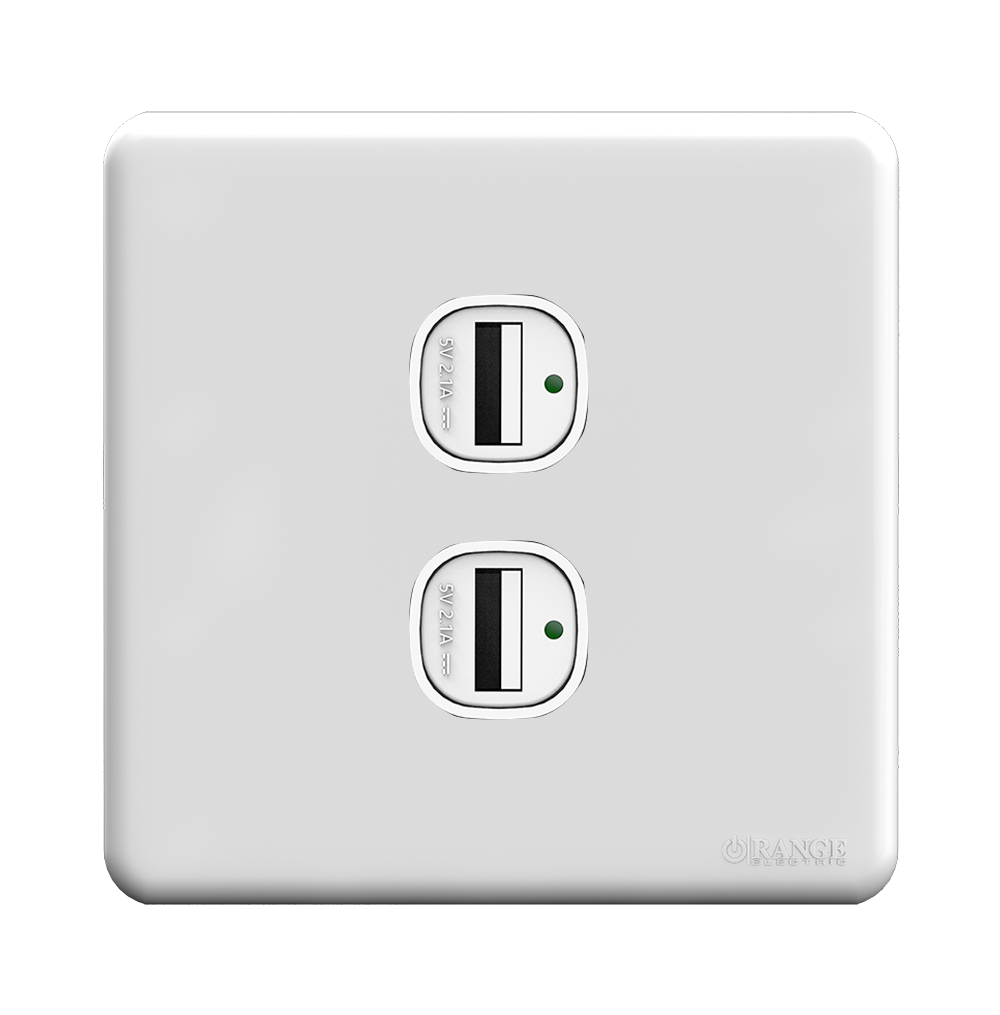 ENIGMA 2.1Amp. 2Gang Type-A USB Charger Outlet Classic White (British Standard)