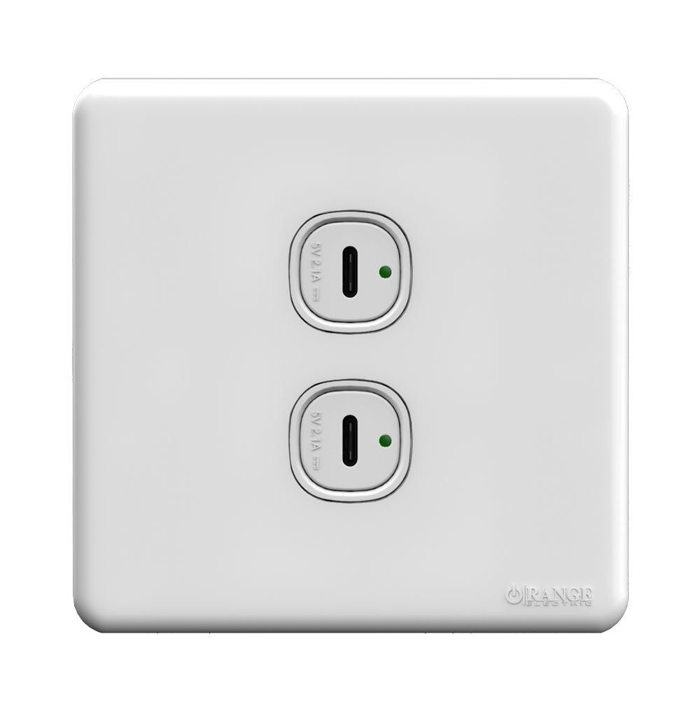 ENIGMA 2.1Amp. 2Gang Type-C USB Charger Outlet Classic White (British Standard)