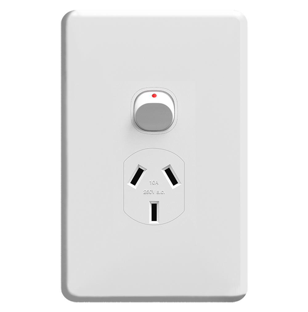 ENIGMA 10Amp. 250V a.c. 1Gang Vertical Power point Classic White (Australian Standard)