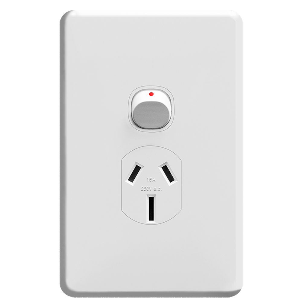 ENIGMA 15Amp. 250V a.c. 1Gang Vertical Power point Classic White (Australian Standard)