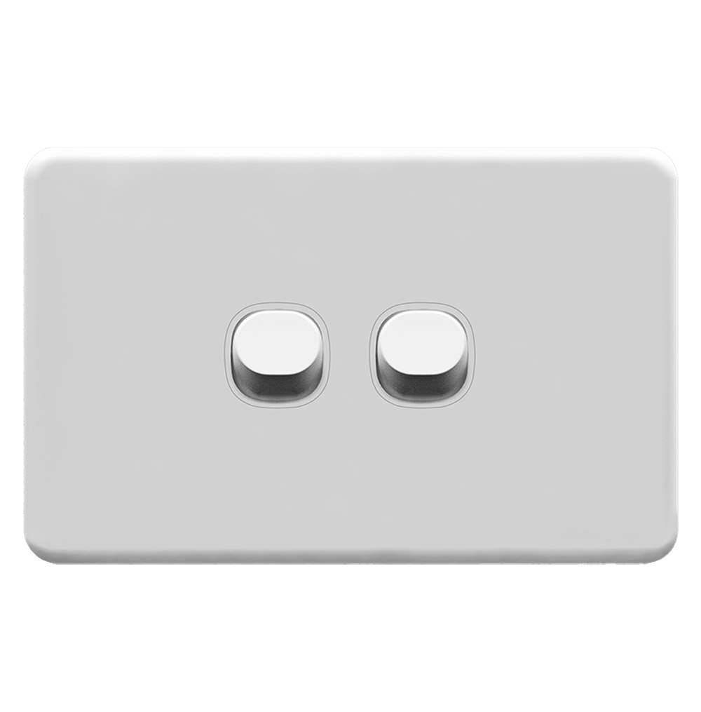 ENIGMA 16Amp. 250V a.c. 2Gang 2Way Horizontal Classic White (Australian Standard)