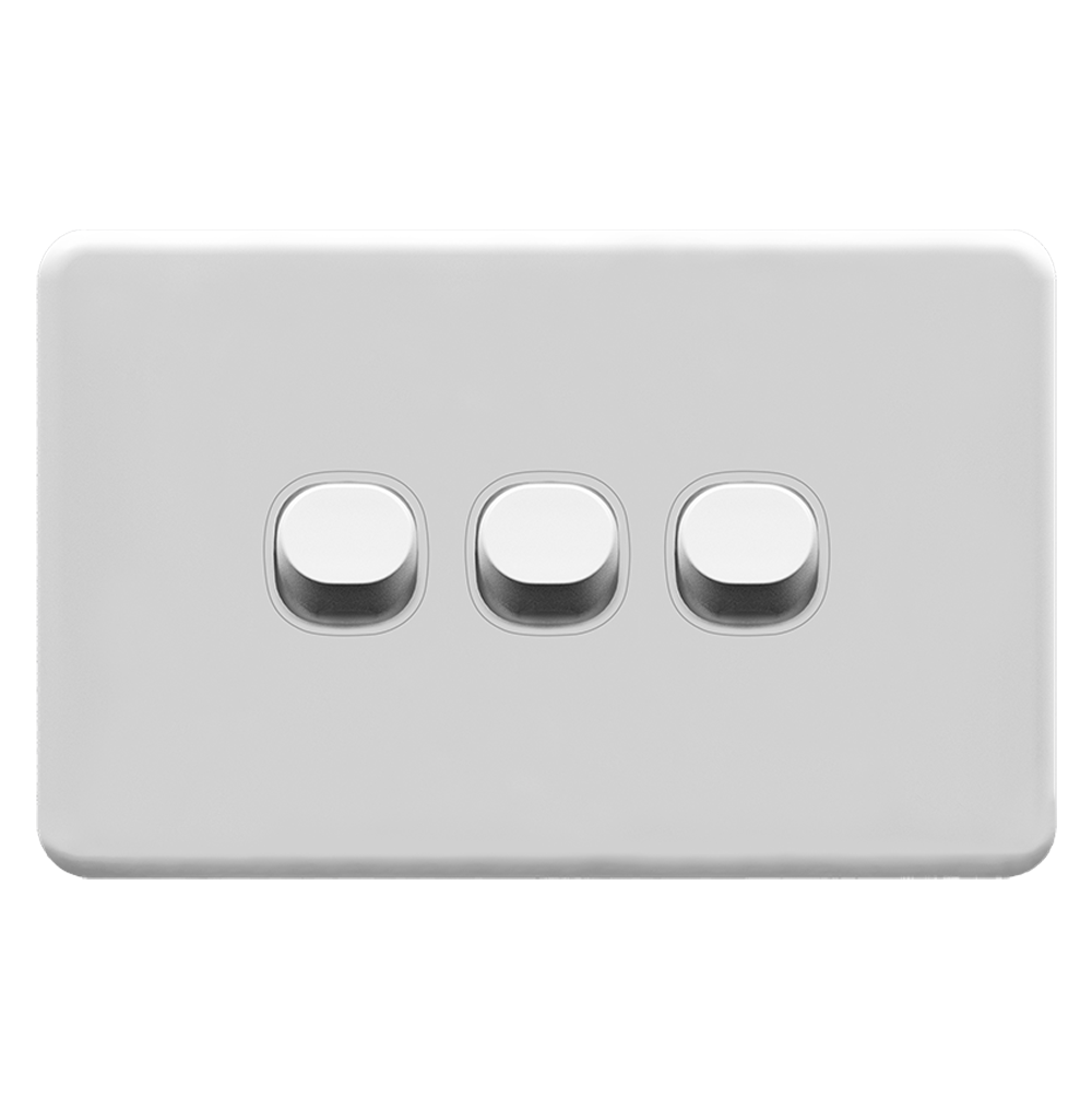 ENIGMA 16Amp. 250V a.c. 3Gang 2Way Horizontal Classic White (Australian Standard)