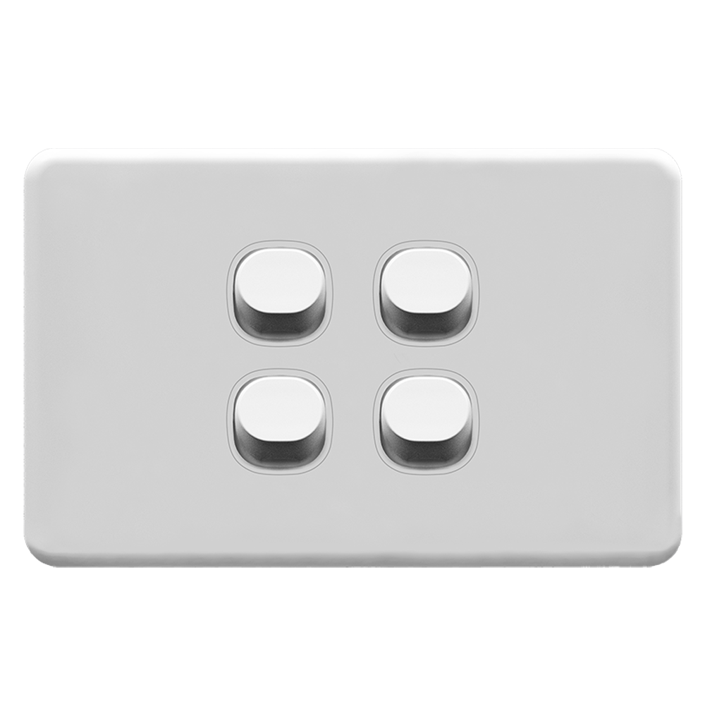ENIGMA 16Amp. 250V a.c. 4Gang 2Way Horizontal Classic White (Australian Standard)