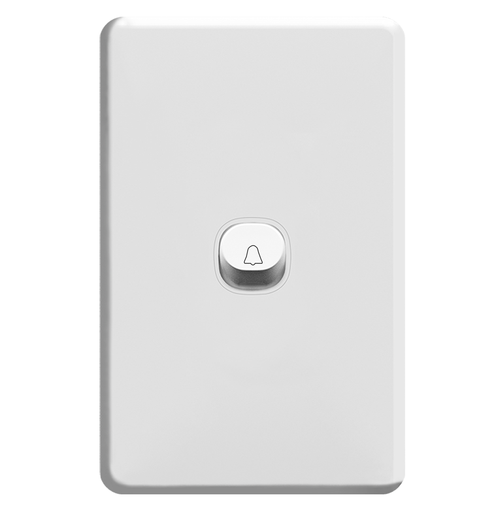 ENIGMA 16Amp. 1Gang 2Way Bell Press Switch Slim Classic White (Australian Standard)