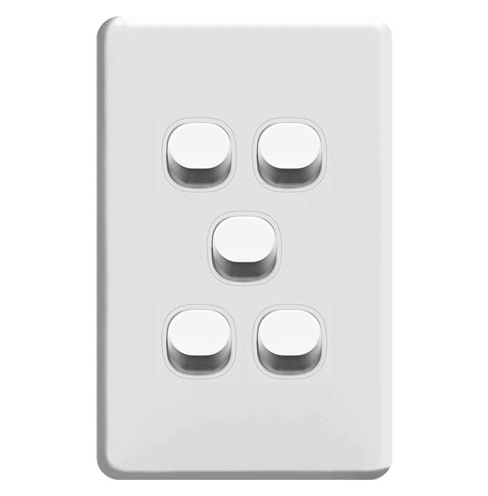 ENIGMA 16Amp. 250V a.c. 5Gang 2Way Vertical Classic White (Australian Standard)