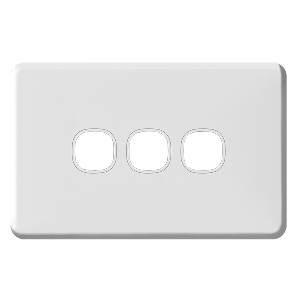 ENIGMA 3Gang Empty Grid with Surround Classic White (Australian Standard)