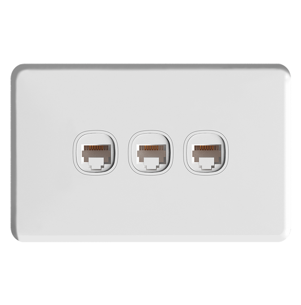 ENIGMA 3Gang cat 6e Socket (Horizontal) Classic White (Australian Standard)
