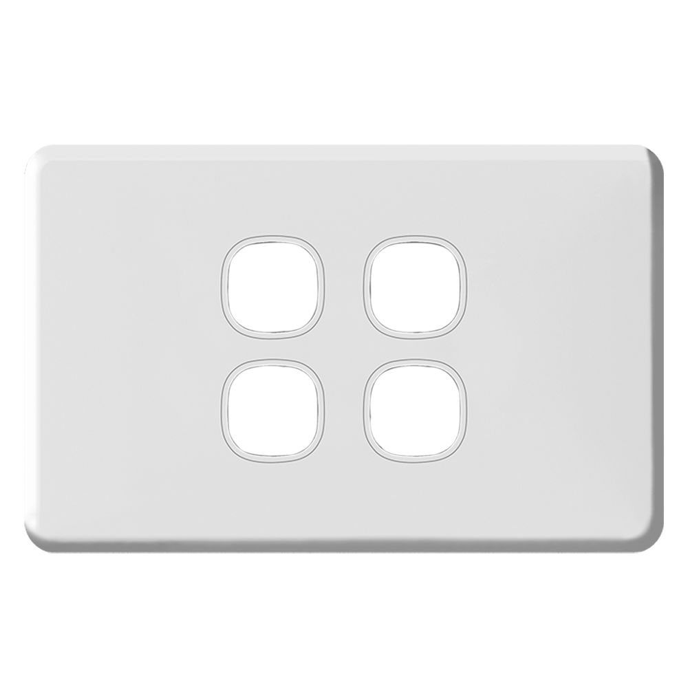 ENIGMA 4Gang Empty Grid with Surround Classic White (Australian Standard)