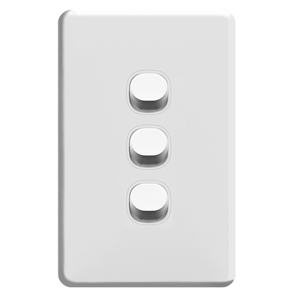 ENIGMA 16Amp. 250V a.c. 3Gang 2Way Vertical Slim White (Australian Standard)