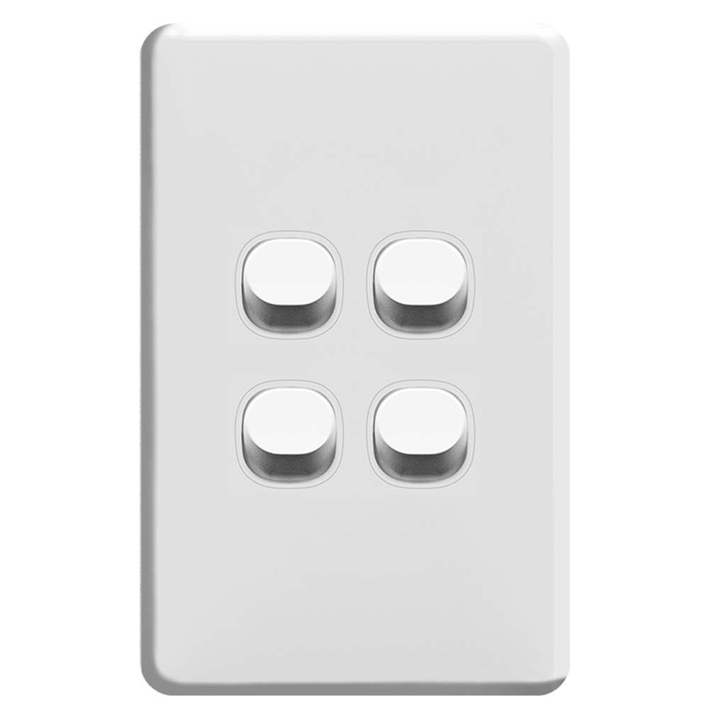 ENIGMA 16Amp. 250V a.c. 4Gang 2Way Vertical Slim Classic White (Australian Standard)