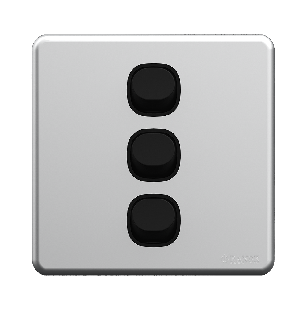 ENIGMA 10Amp. 3Gang 2Way Switch Stone Black (British Standard)