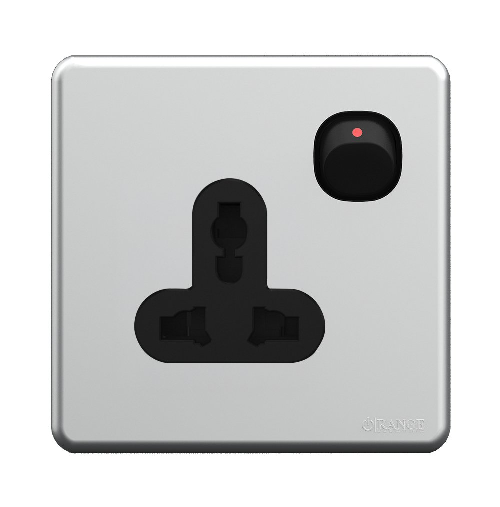 ENIGMA 13Amp. Single Multi Switched Socket Outlet Stone Black (British Standard)