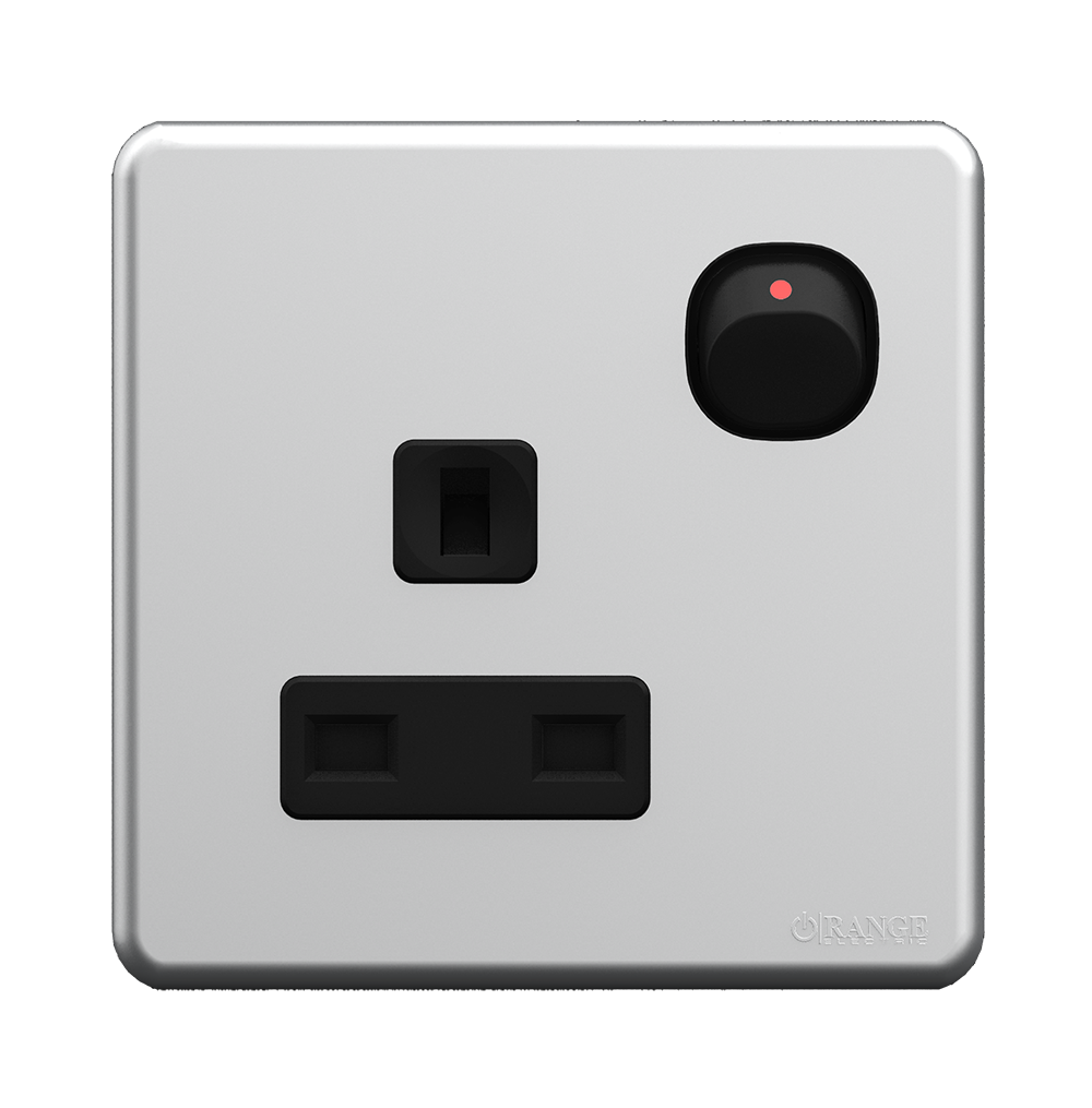 ENIGMA 13Amp. Single Switched Socket Outlet Stone Black (British Standard)