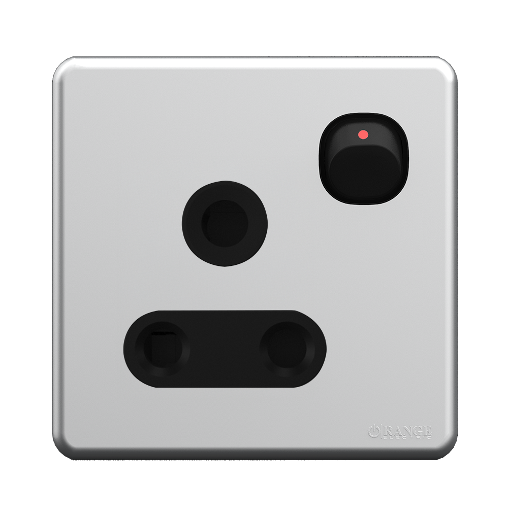 ENIGMA 15Amp. Single Switched Socket Outlet Stone Black (British Standard)