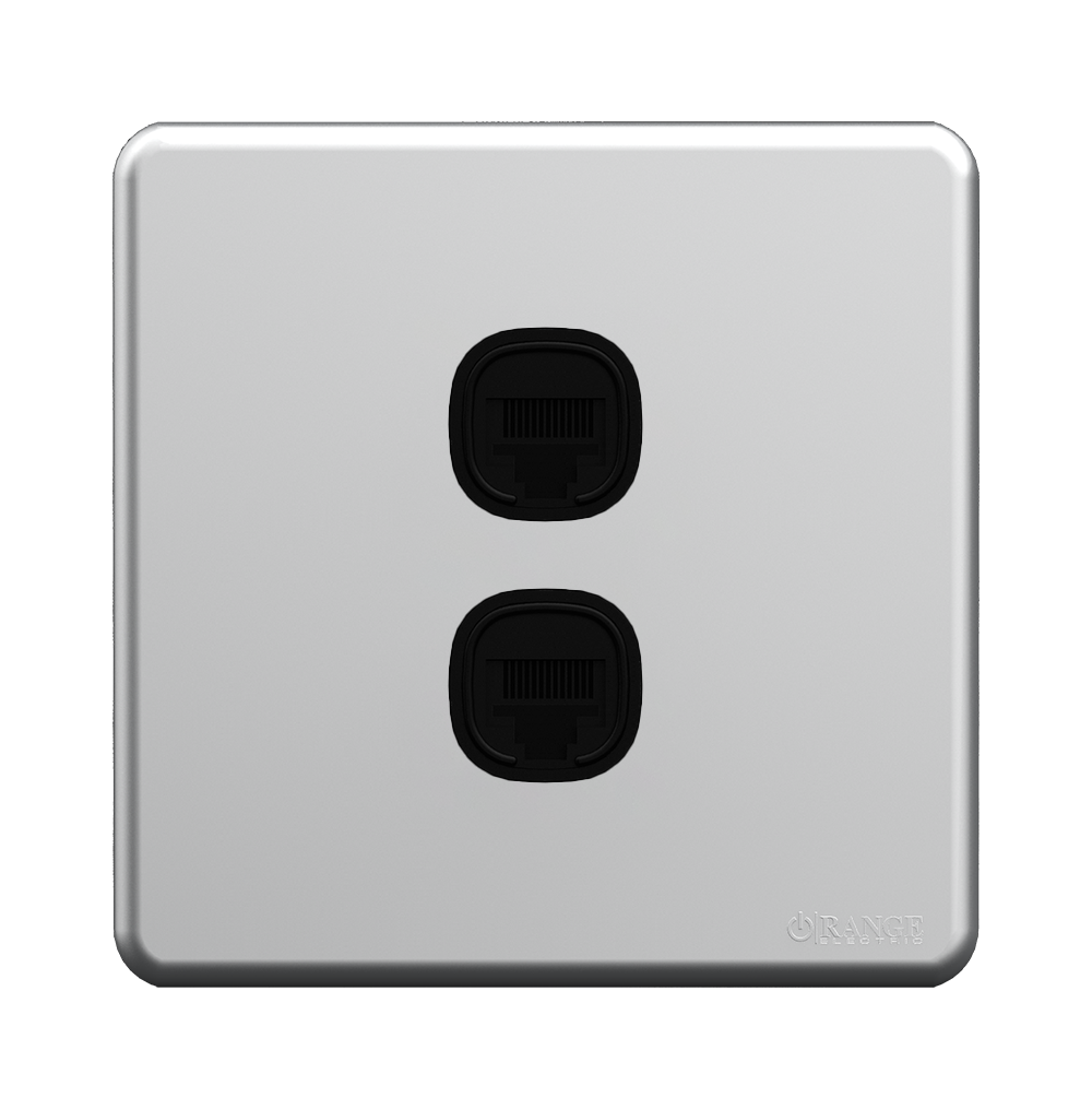 ENIGMA 2Gang 8Wire 8Contact Telephone/Data Outlet Stone Black (British Standard)