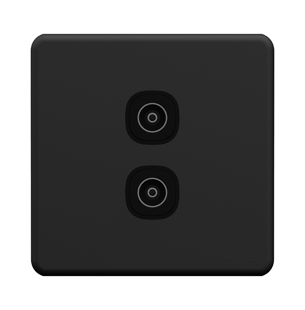 ENIGMA 2Gang TV Co-Axial Outlet (75Ohm) Gunmetal (British Standard)