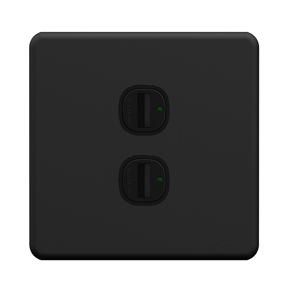ENIGMA 2.1Amp. 2Gang Type-A USB Charger Outlet Gunmetal (British Standard)
