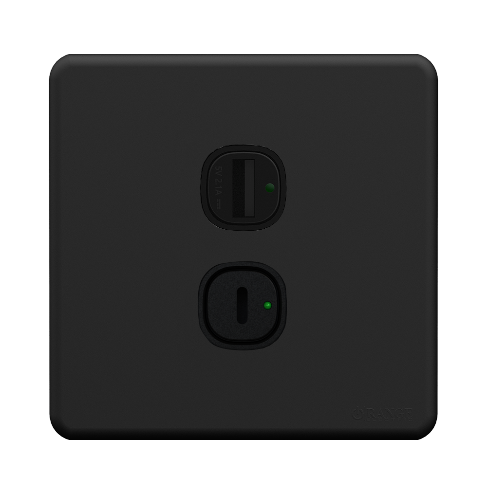 ENIGMA 2.1Amp. 2Gang Type-A + Type-C USB Charger Outlet Gunmetal (British Standard)