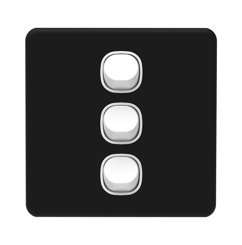 ENIGMA 10Amp. 3Gang 2Way Switch Pearl Black (British Standard)