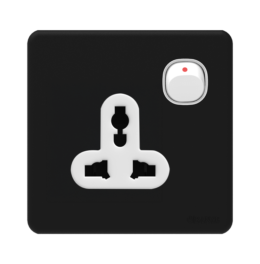 ENIGMA 13Amp. Single Multi Switched Socket Outlet Pearl Black (British Standard)