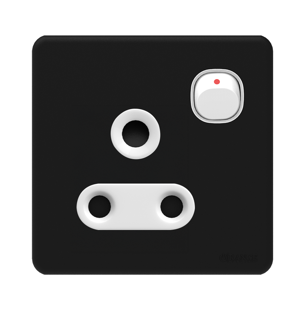 ENIGMA 15Amp. Single Switched Socket Outlet Pearl Black (British Standard)