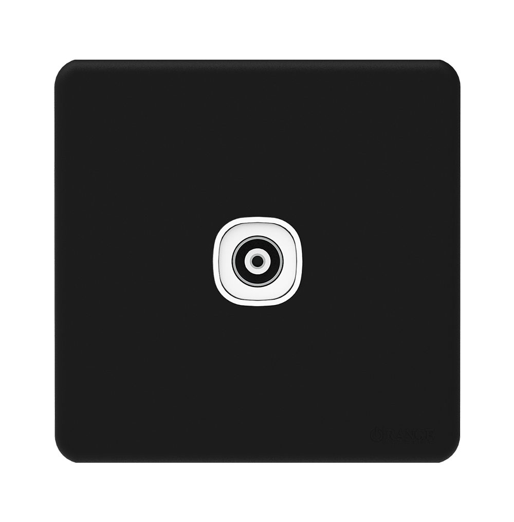 ENIGMA 1Gang TV Co-Axial Outlet (75Ohm) Pearl Black (British Standard)