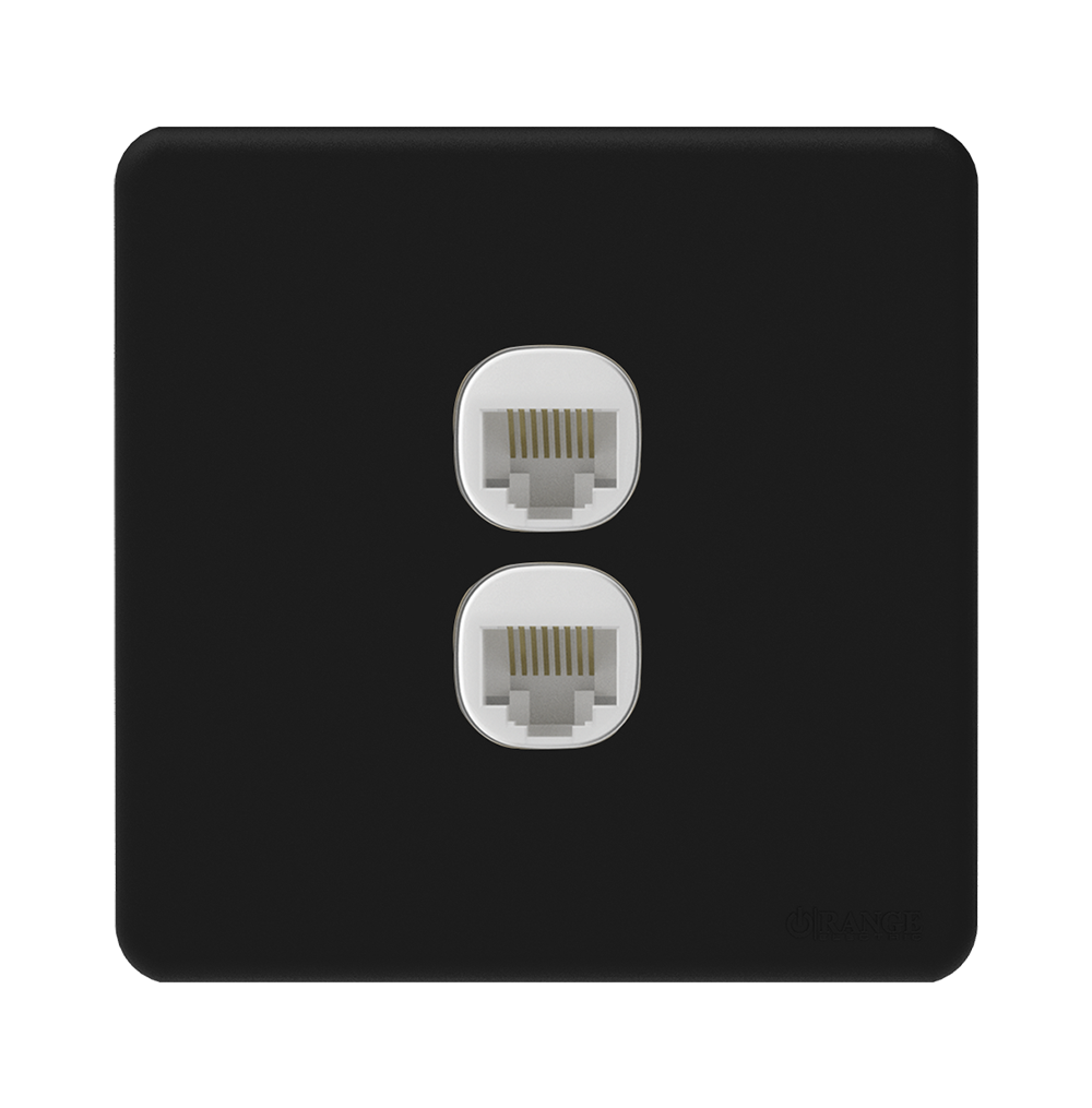ENIGMA 2Gang 8Wire 8Contact Telephone/Data Outlet Pearl Black (British Standard)