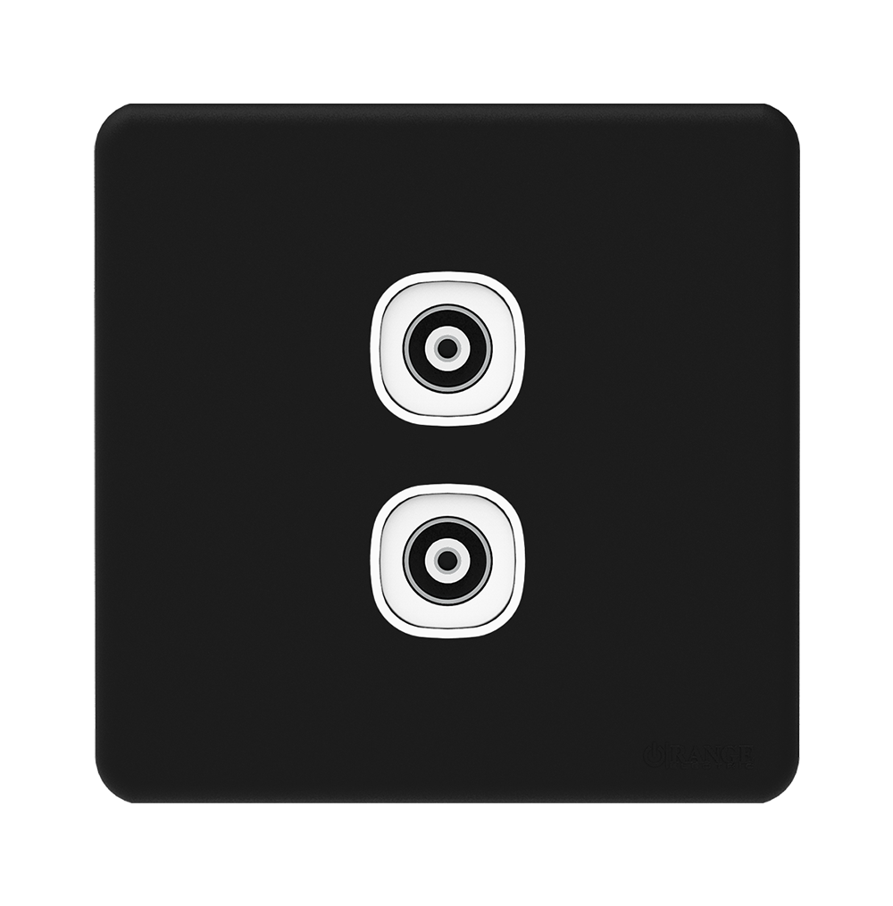 ENIGMA 2Gang TV Co-Axial Outlet (75Ohm) Pearl Black (British Standard)