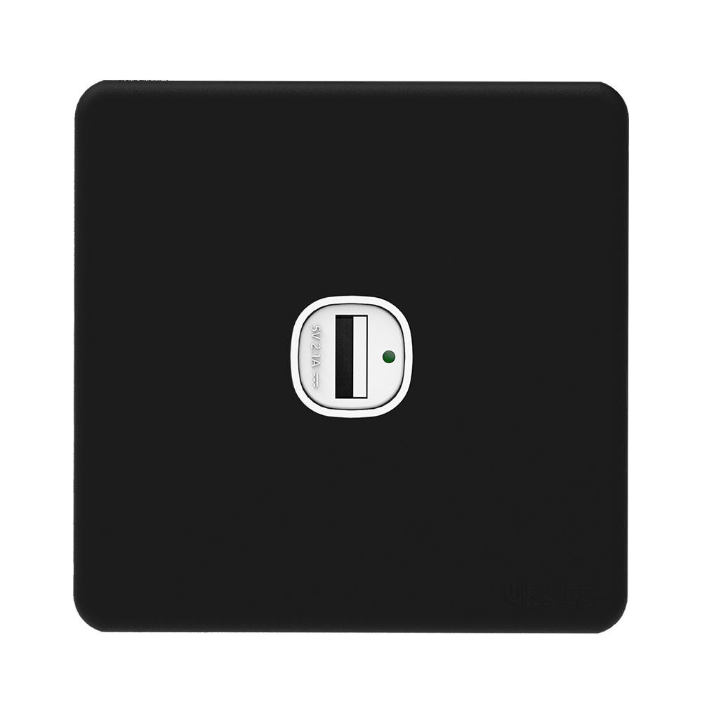 ENIGMA 2.1Amp. 1Gang Type-A USB Charger Outlet Pearl Black (British Standard)