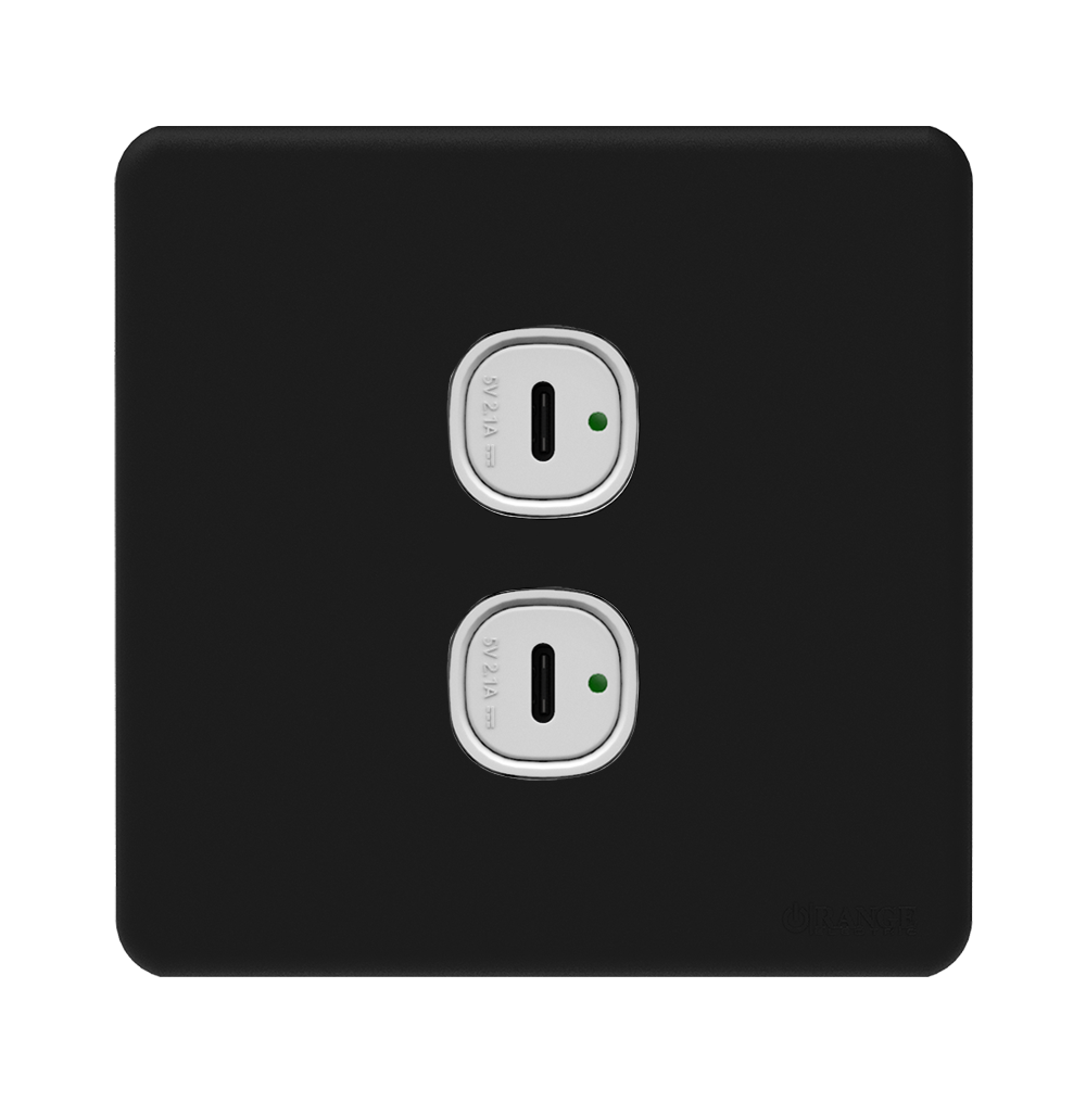 ENIGMA 2.1Amp. 2Gang Type-C USB Charger Outlet Pearl Black