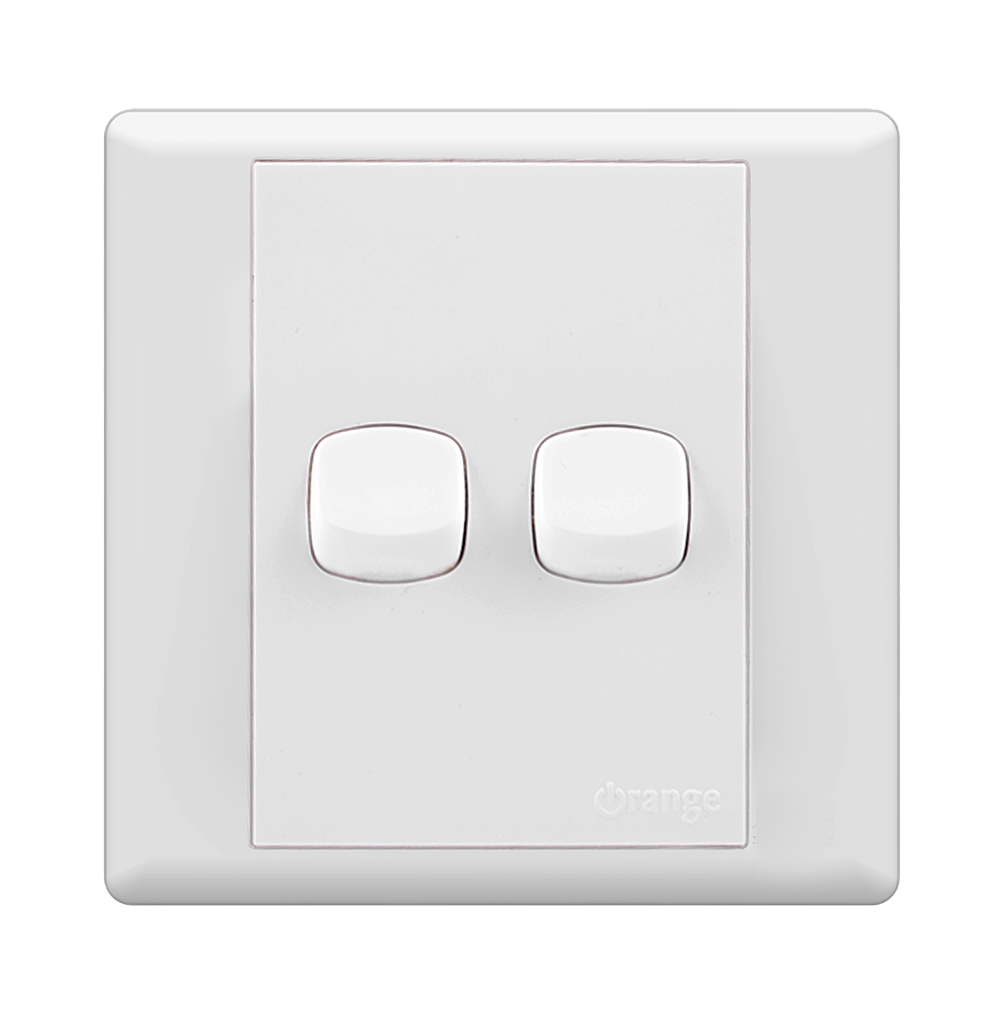 MONACO 10Amp. 2Gang 1Way Switch White with WH/Surround