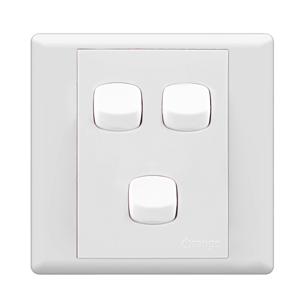 MONACO 10Amp. 3Gang 1Way Switch White with WH/Surround