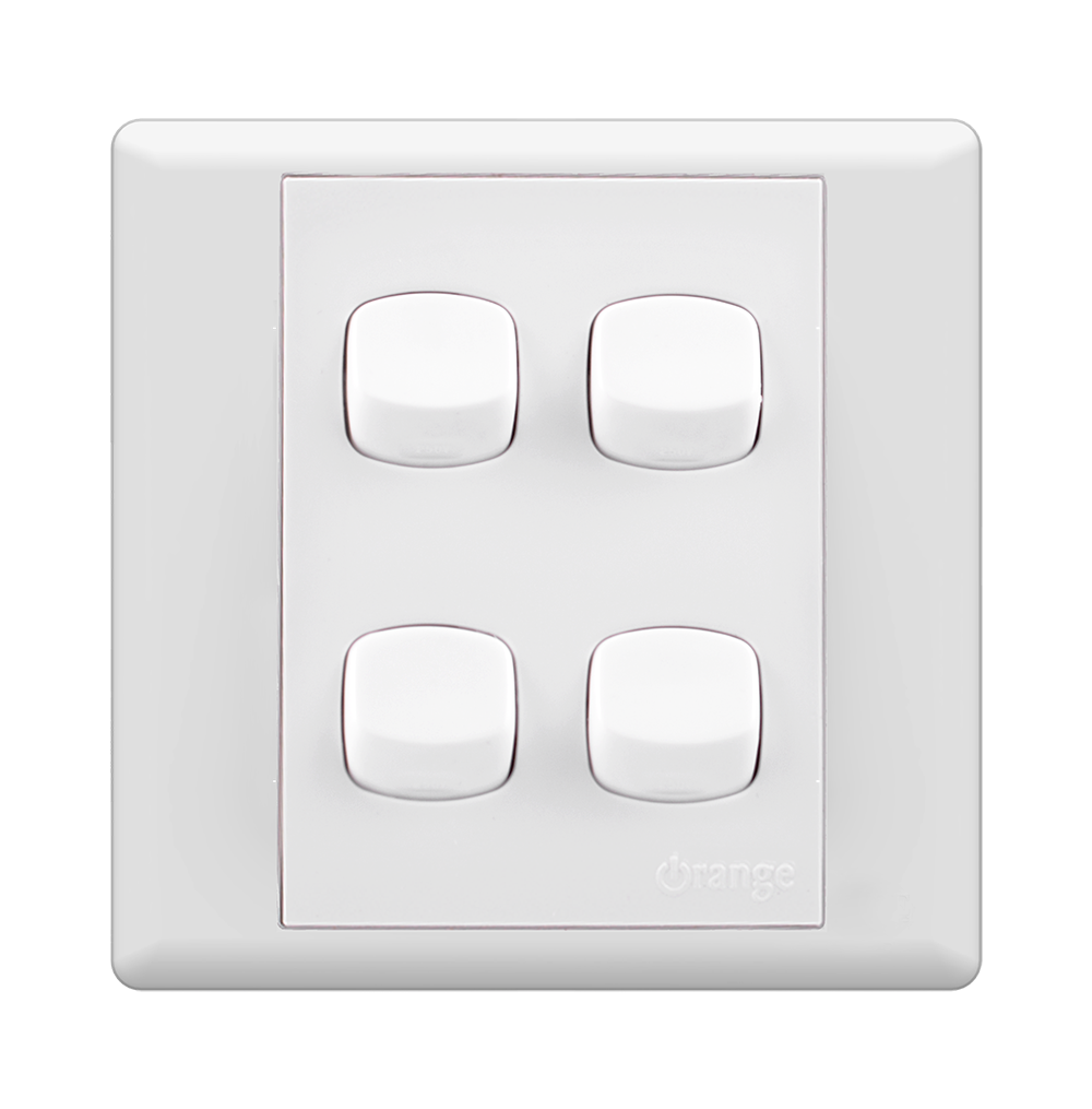 MONACO 10Amp. 4Gang 1Way Switch White with WH/Surround