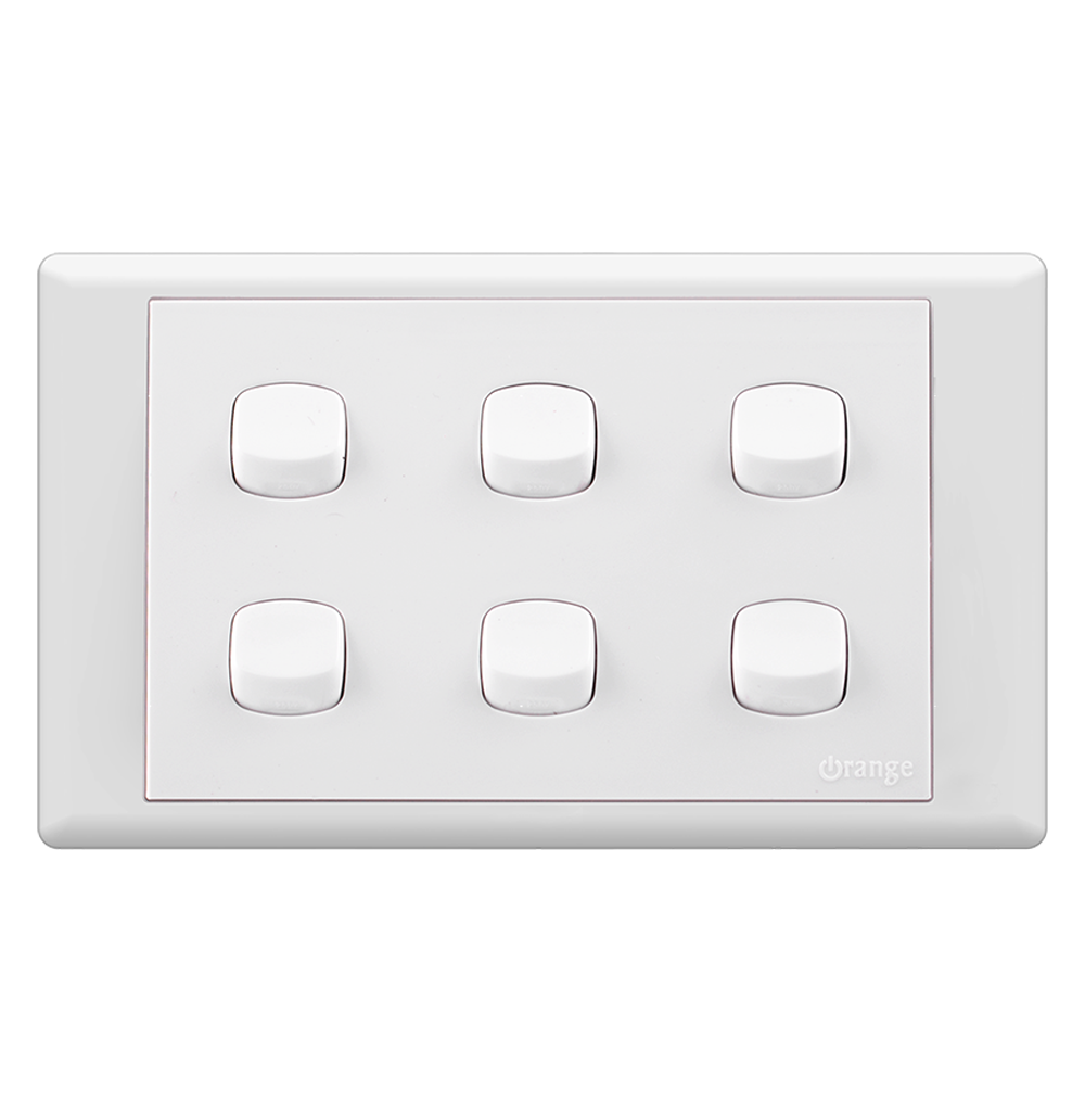 MONACO 10Amp. 6Gang 1Way Switch White with WH/Surround