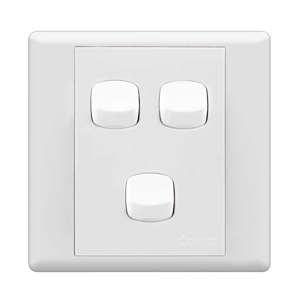 MONACO 10Amp. 3Gang 2Way Switch White with WH/Surround