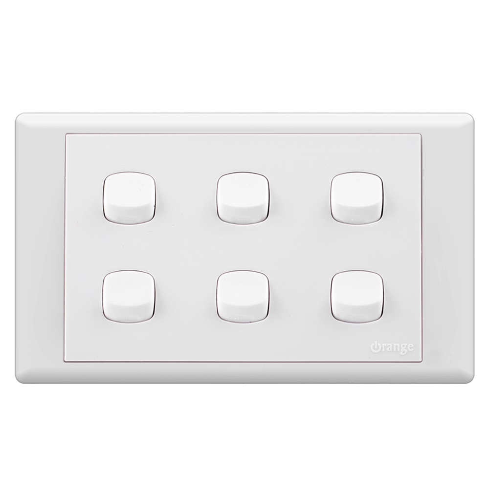MONACO 10Amp. 6Gang 2Way Switch White with WH/Surround