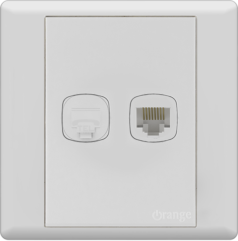 MONACO Telephone + 8Wire 8Contact Data Outlet White with WH/Surround
